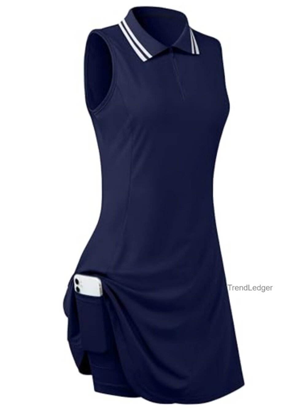 Womens Sleeveless Golf Tennis Dress with Inner Shorts Pockets A-Line Polo